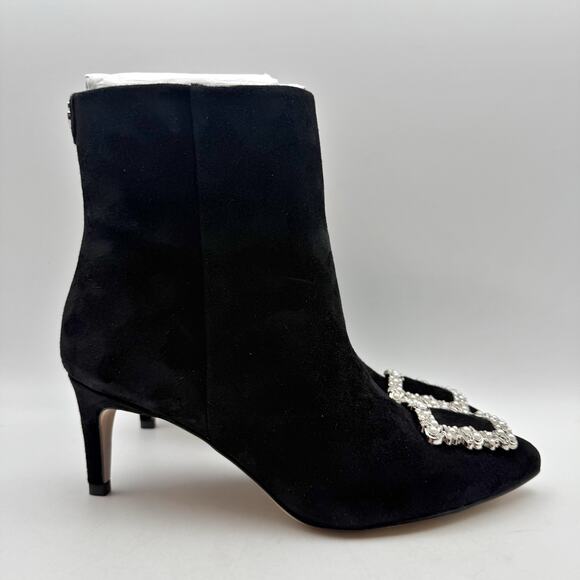 Sam Edelman Womens Ulissa Luster Ankle Bootie US 7.5 Black Suede Rhinestone NWOB - Picture 4 of 14